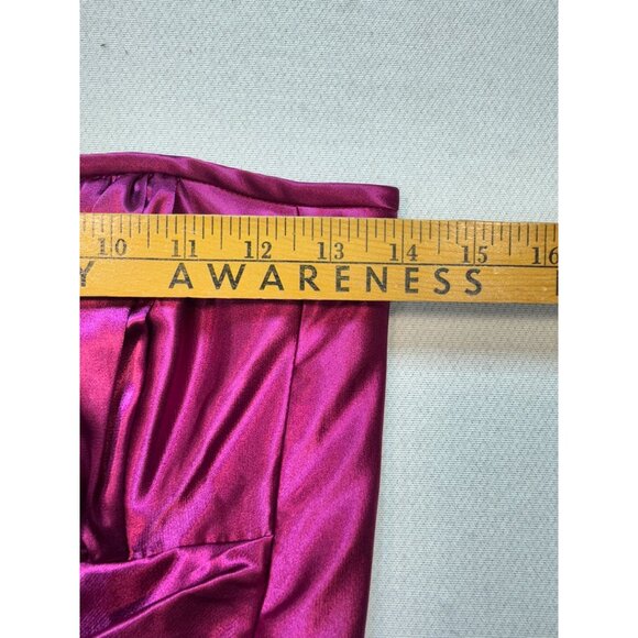 Cache Womens Y2K Strapless Liquid Satin Ruched Mini Dress Sz 4 Fuchsia - Picture 8 of 8